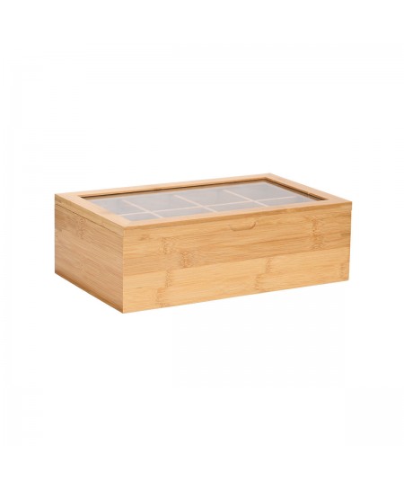 ESTIA ΚΟΥΤΙ ΑΠΟΘΗΚΕΥΣΗΣ ΒΑΜΒΟΟ 8 ΘΗΚΕΣ 31x19x9cm ΜΕ ΚΑΠΑΚΙ