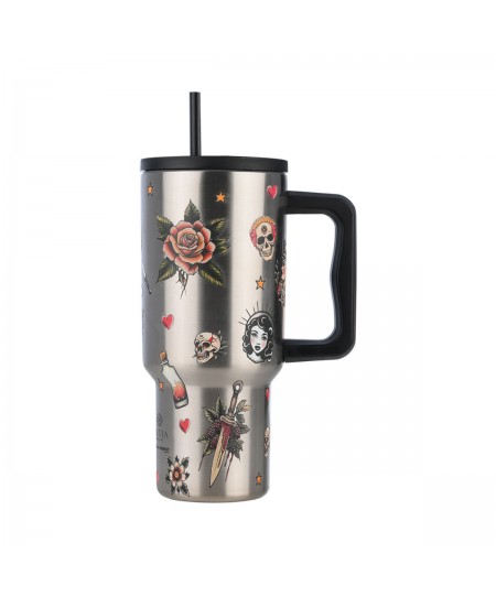 ESTIA ΘΕΡΜΟΣ STRAW TUMBLER XL SAVE THE AEGEAN 900ml OLD SCHOOL