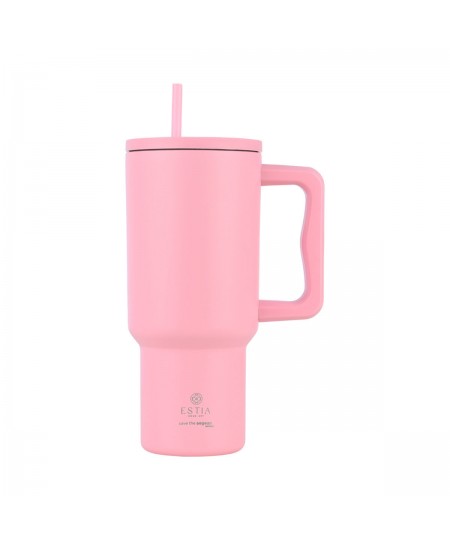 ESTIA ΘΕΡΜΟΣ STRAW TUMBLER XL SAVE THE AEGEAN 900ml BLOSSOM ROSE