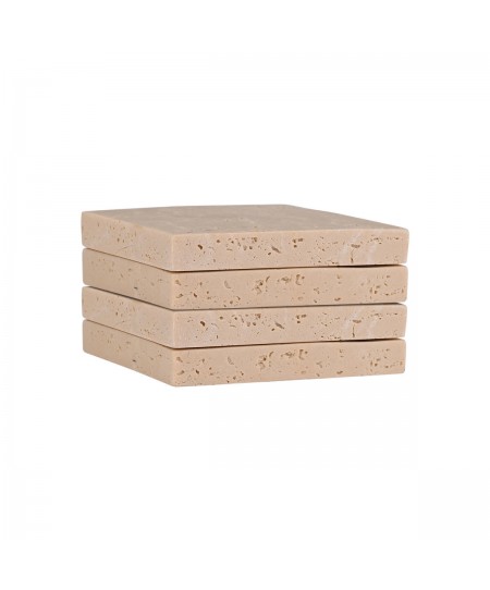 ESTIA ΣΟΥΒΕΡ ΜΕ ΟΨΗ TRAVERTINE 10x10cm ΣΕΤ 4ΤΕΜ.
