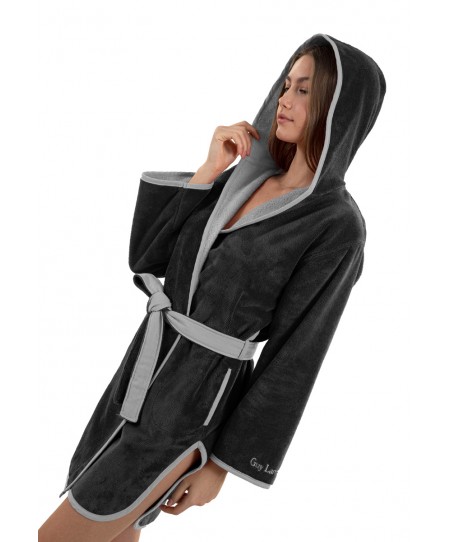 Μπουρνούζι New Comfy Black με κουκούλα Medium