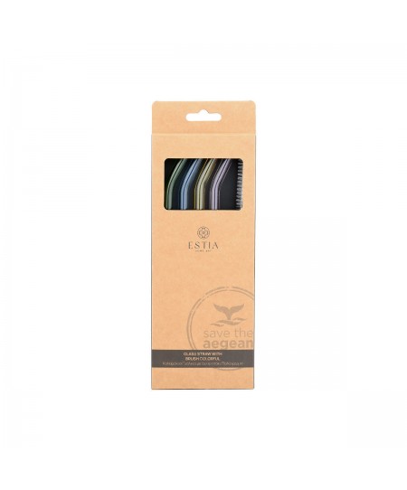 ESTIA ΚΑΛΑΜΑΚΙΑ ΓΥΑΛΙΝΑ ΜΕ ΒΟΥΡΤΣΑΚΙ  ΣΕΤ 4 ΤΕΜ. ΠΟΛΥΧΡΩΜΑ