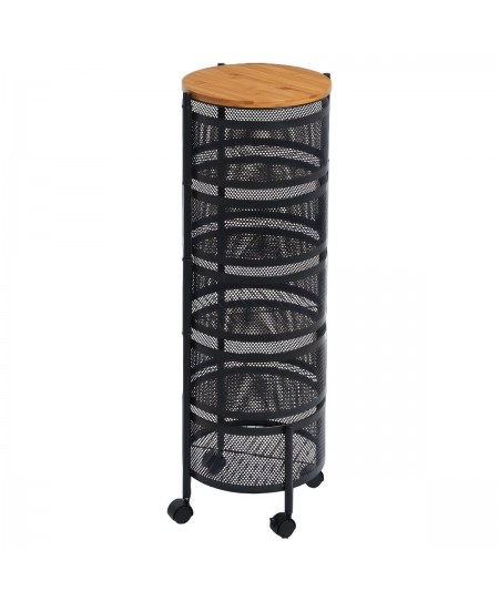 ESTIA ΤΡΟΛΕΪ ΑΠΟΘΗΚΕΥΣΗΣ BAMBOO ESSENTIALS ΜΕΤΑΛΛΙΚΟ ΜΕ 5 ΣΥΡΤΑΡΙΑ ΜΑΥΡΟ