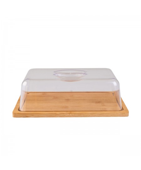 ΒΑΣΗ ΤΥΡΙΩΝ BAMBOO ESSENTIALS ΜΕ ΠΛΑΣΤΙΚΌ ΚΑΠΑΚΙ 24x18x7.5cm  01-12960