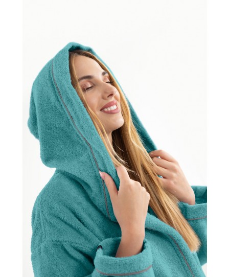 Μπουρνούζι με κουκούλα CASUAL PETROL MEDIUM