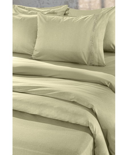Σεντόνι "Easy Iron" με λάστιχο Color Plus Olive 160x200