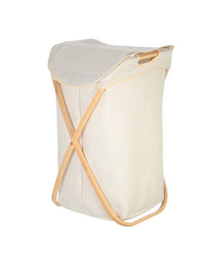 ESTIA ΚΑΛΑΘΙ ΑΠΛΥΤΩΝ BAMBOO ESSENTIALS  40x40x70cm ΜΕ ΘΗΚΗ ΠΟΛΥΕΣΤΕΡΑ ΠΤΥΣΣΟΜΕΝΟ ΜΠΕΖ 02-18627