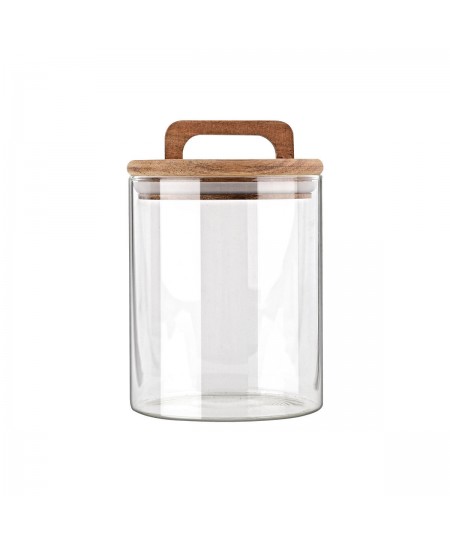 ESTIA ΔΟΧΕΙΟ ΑΠΟΘΗΚΕΥΣΗΣ ACACIA ΓΥΑΛΙΝΟ 650ml 10x10x14.8cm 01-17477