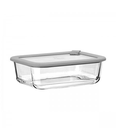 ESTIA ΦΑΓΗΤΟΔΟΧΕΙΟ COLORSEAL ΓΥΑΛΙΝΟ 1050ml 21.6x16.5x7.4cm ΜΕ ΚΑΠΑΚΙ ΣΙΛΙΚΟΝΗΣ ΓΚΡΙ