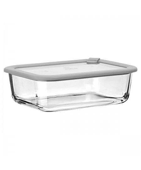 ESTIA ΦΑΓΗΤΟΔΟΧΕΙΟ COLORSEAL ΓΥΑΛΙΝΟ 1520ml 23.5x17.8x7.6cm ΜΕ ΚΑΠΑΚΙ ΣΙΛΙΚΟΝΗΣ ΓΚΡΙ