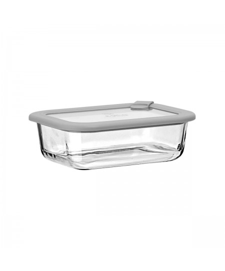 ESTIA ΦΑΓΗΤΟΔΟΧΕΙΟ COLORSEAL ΓΥΑΛΙΝΟ 640ml 18.9x14.5x6.7 ΜΕ ΚΑΠΑΚΙ ΣΙΛΙΚΟΝΗΣ ΓΚΡΙ