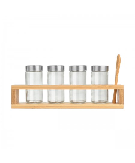ESTIA ΔΟΧΕΙΑ ΜΠΑΧΑΡΙΚΩΝ BAMBOO ESSENTIALS ΓΥΑΛΙΝΑ ΣΕΤ 6 ΤΕΜ ΜΕ ΜΕΤΑΛΛΙΚΟ ΚΑΠΑΚΙ & ΒΑΣΗ BAMBOO ΜΕ ΚΟΥ