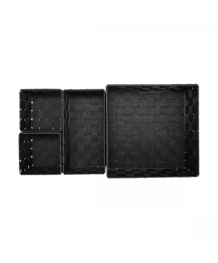 ESTIA ΚΑΛΑΘΙΑ ΟΡΓΑΝΩΣΗΣ WOVEN ΣΕΤ 4 ΤΕΜ. 28x28x10cm - 26x13x9cm - 13x13x9cm ΜΑΥΡΑ
