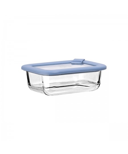 ESTIA ΦΑΓΗΤΟΔΟΧΕΙΟ COLORSEAL ΓΥΑΛΙΝΟ 370ml 16.3x12.3x6.2cm ΜΕ ΚΑΠΑΚΙ ΣΙΛΙΚΟΝΗΣ ΜΠΛΕ
