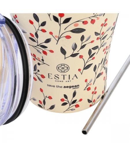 ESTIA ΘΕΡΜΟΣ COFFEE MUG SAVE THE AEGEAN 350ml BLOOM BEIGE