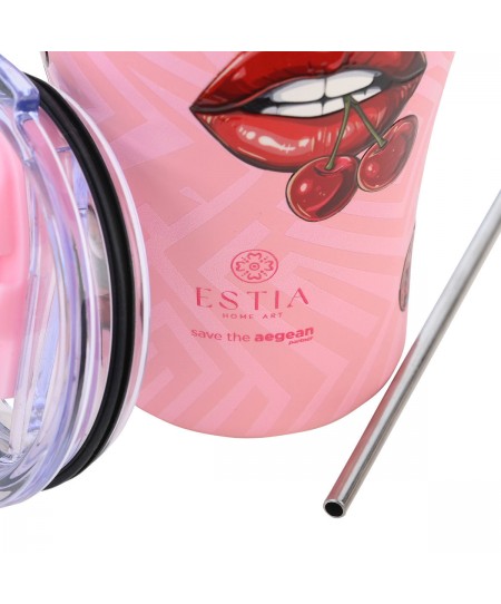 ESTIA ΘΕΡΜΟΣ COFFEE MUG SAVE THE AEGEAN 350ml BLUSH POP