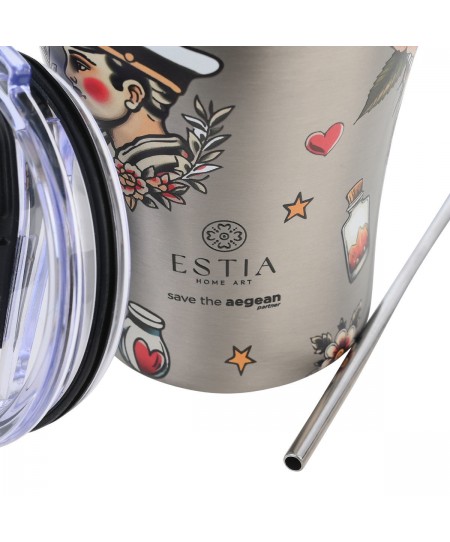 ESTIA ΘΕΡΜΟΣ COFFEE MUG SAVE THE AEGEAN 350ml OLD SCHOOL INK