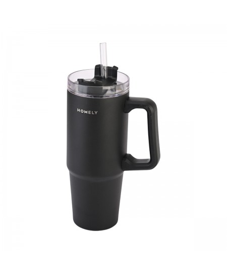 HOMELY ΘΕΡΜΟΣ STRAW TUMBLER 900ml MIDNIGHT BLACK