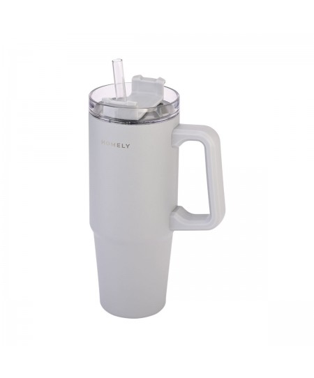 HOMELY ΘΕΡΜΟΣ STRAW TUMBLER 900ml PEBBLE GRAY