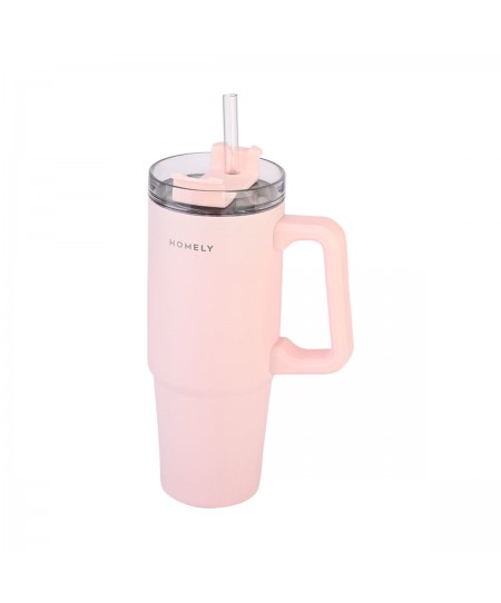 HOMELY ΘΕΡΜΟΣ STRAW TUMBLER 900ml ROSE QUARTZ
