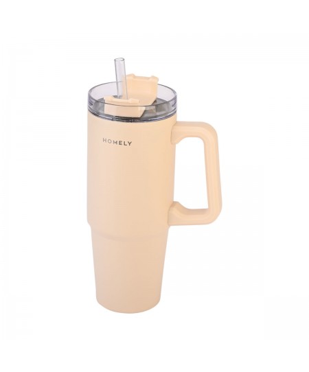 HOMELY ΘΕΡΜΟΣ STRAW TUMBLER 900ml SANDSTONE
