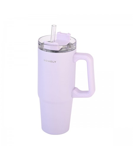 HOMELY ΘΕΡΜΟΣ STRAW TUMBLER 900ml LAVENDER FOG