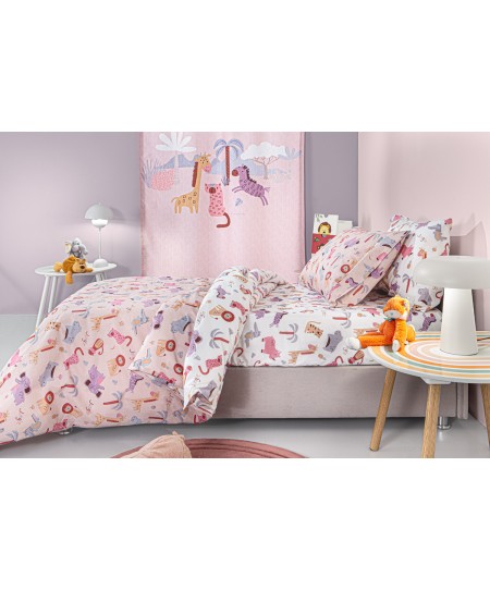 Σετ 3τμχ Παιδικά Σεντόνια Jungle Pink 165Χ250