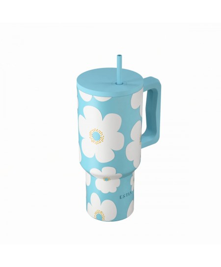 ESTIA ΘΕΡΜΟΣ STRAW TUMBLER XL SAVE THE AEGEAN 900ml BLUE DAISY