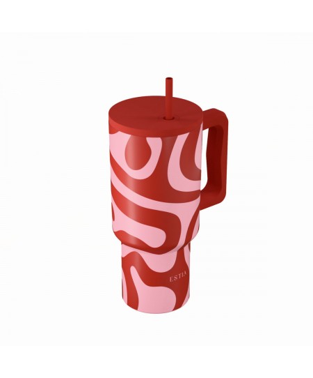 ESTIA ΘΕΡΜΟΣ STRAW TUMBLER XL SAVE THE AEGEAN 900ml CORAL WAVES