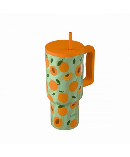 ESTIA ΘΕΡΜΟΣ STRAW TUMBLER XL SAVE THE AEGEAN 900ml PEACH GARDEN