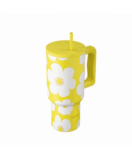 ESTIA ΘΕΡΜΟΣ STRAW TUMBLER XL SAVE THE AEGEAN 900ml YELLOW DAISY