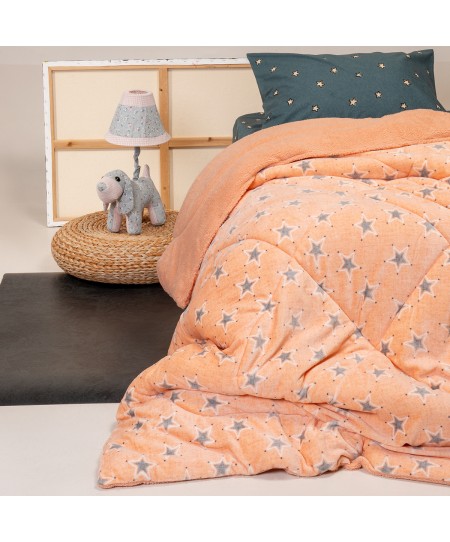 Κουβέρτα fleece κούνιας με γουνάκι (105Χ160) MINI STARS GIRL, MELINEN