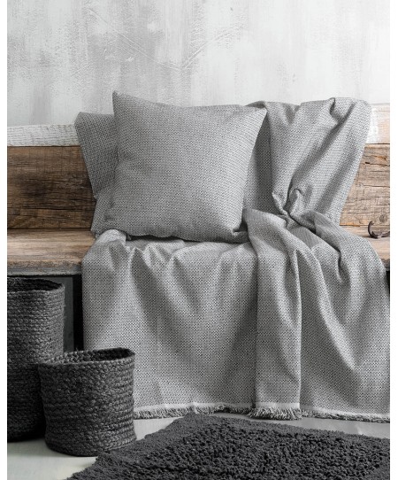 Διακοσμητική μαξιλαροθήκη (40Χ40) LUNA DARK GREY, RYTHMOS HOME