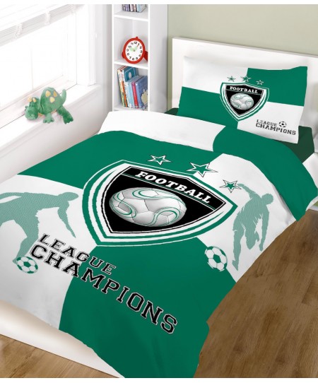 Σετ παιδικά σεντόνια (160Χ240) CHAMPIONS GREEN WHITE, ΚΟΜΒΟΣ 