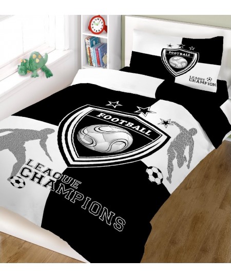 Σετ παιδικά σεντόνια (160Χ240) CHAMPIONS BLACK WHITE, ΚΟΜΒΟΣ 