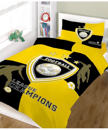 Σετ παιδικά σεντόνια (160Χ240) CHAMPIONS YELLOW BLACK, ΚΟΜΒΟΣ 