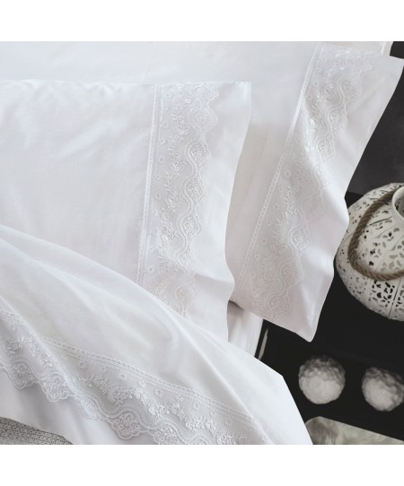 Σετ νυφικά σεντόνια Υ/Δ NENA WHITE, RYTHMOS HOME