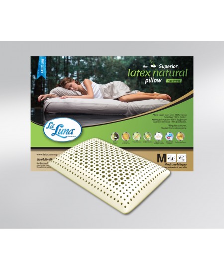 Μαξιλάρι ύπνου ανατομικό (75Χ48) SUPERIOR LATEX NATURAL HIGH PROFILE, LA LUNA