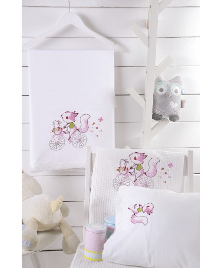 Σετ σεντόνια κούνιας (100X160) CLUNNY PINK, RYTHMOS HOME
