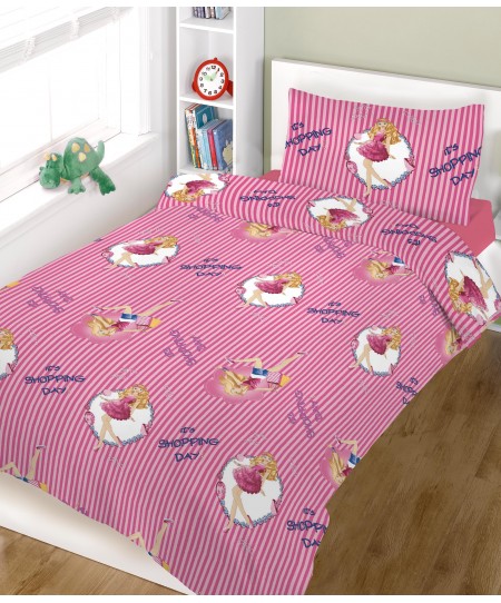 Σετ σεντόνια παιδικά με λάστιχο (100Χ200+22) SHOPPING GIRL, ΚΟΜΒΟΣ