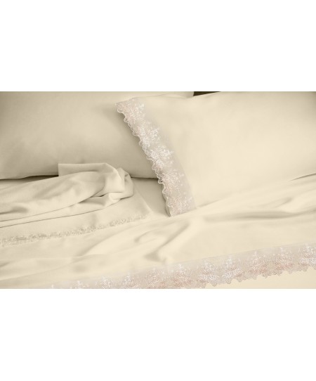 Σετ σεντόνια νυφικά Υ/Δ (240Χ260+2) LACE ECRU, MAKIS TSELIOS
