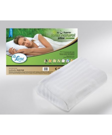 Μαξιλάρι ύπνου ανατομικό (42x65x10+8) SUPERIOR LATEX NATURAL CONTOUR, LA LUNA