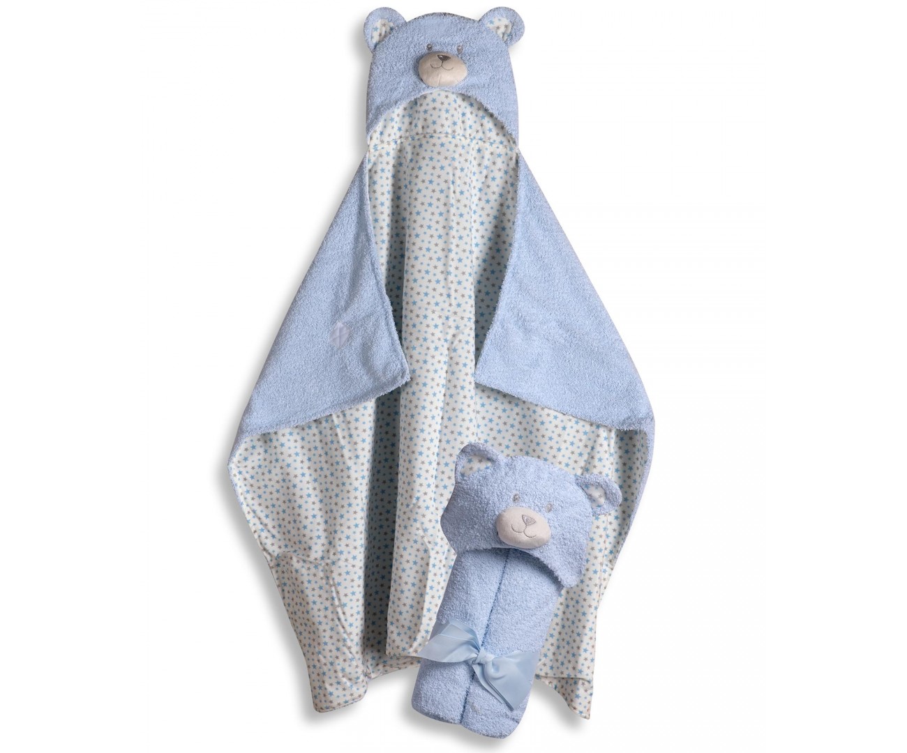 Βρεφική Κάπα-Μπουρνούζι με Κουκούλα Γαλάζιο 75x100, Silk Fashion