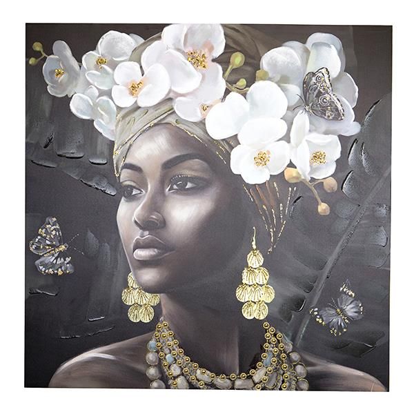 ΠΙΝΑΚΑΣ ΚΑΜΒΑΣ ΓΥΝΑΙΚΑ ΜΕ ΛΟΥΛΟΥΔΙΑ ΜΑΥΡΟΣ - ΛΕΥΚΟΣ - ΓΚΡΙ 100x3x100cm 755-12046