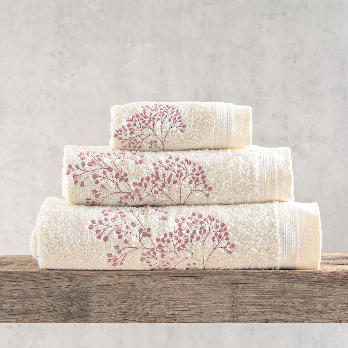 Σετ πετσετεσ 3τεμ. Oberon ecru-pink, rythmos home
