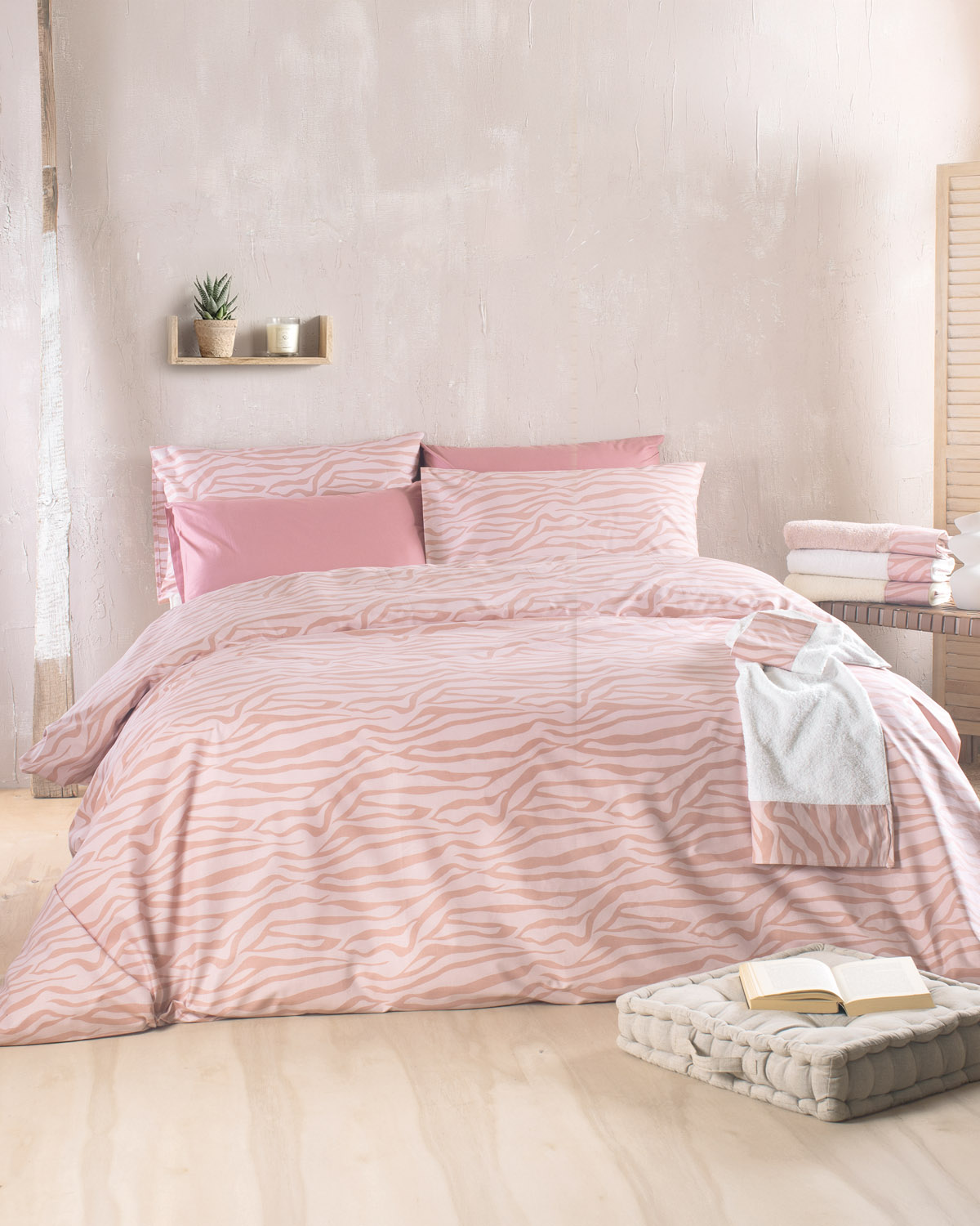 Σετ παπλωματοθηκη υ/δ (225χ250) trisha pink, rythmos home