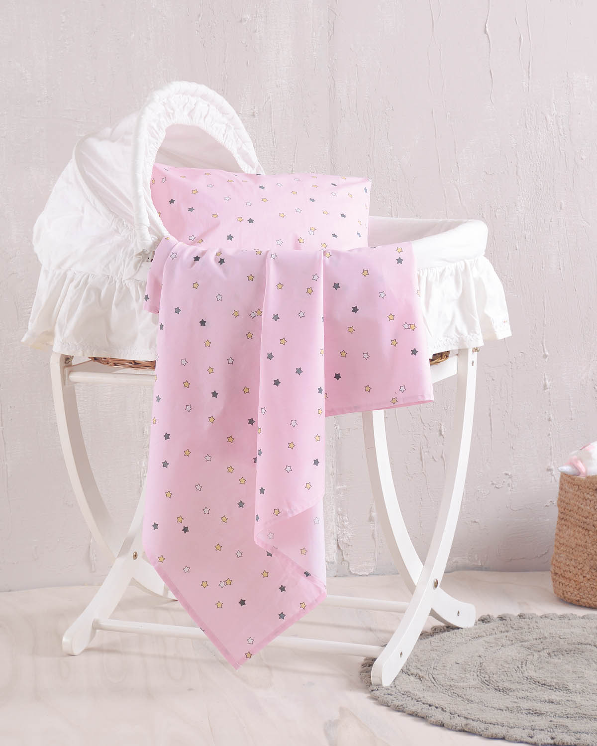 Σεντόνι Λίκνου Επίπεδο (80×110) Rythmos Blaze Pink