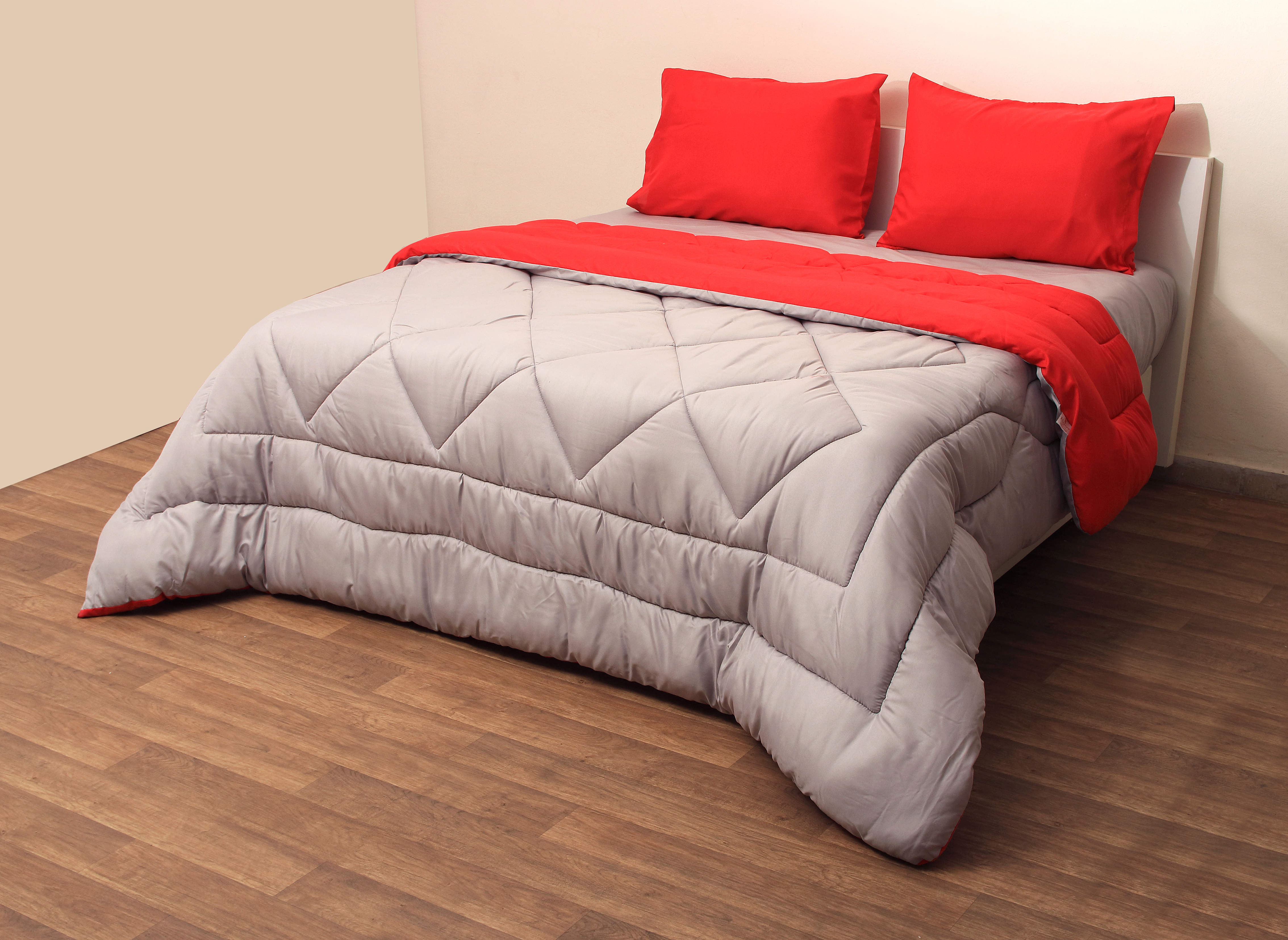 Πάπλωμα Δίχρωμο Μονό 160x240 Microfiber Γκρι/Κόκκινο