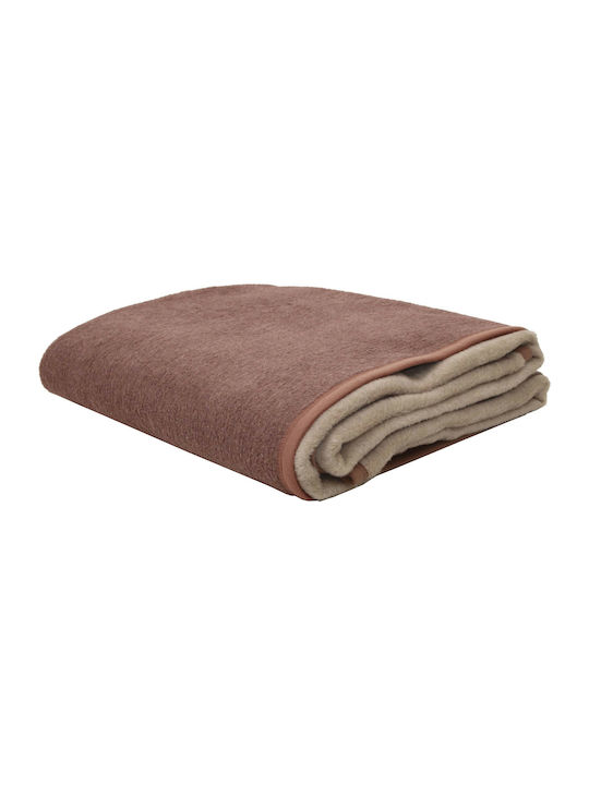 Κουβέρτα Δίχρωμη Polycotton Μονή 160x220 Καστανό/Μπεζ