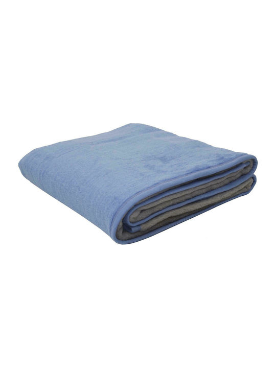 Κουβέρτα Δίχρωμη Polycotton Μονή 160x220 Σιέλ/Γκρι